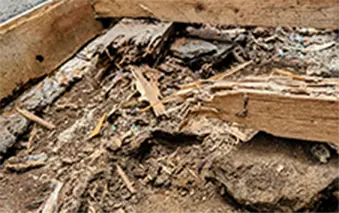 ボロボロになった木材